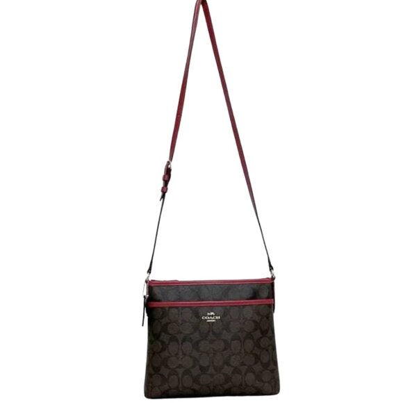 Coach Signature File Bag SV/Brown True Red with Dust Cover (NWT with Callout) - Picture 3 of 12